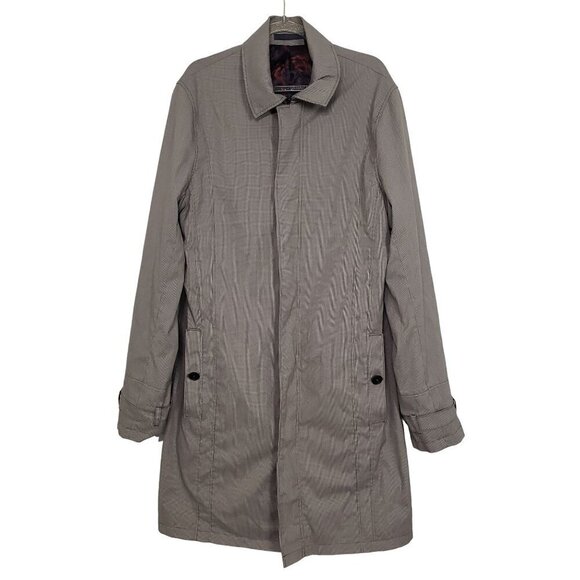 Ted Baker Endurance Trench Coat Mens Size 38 Micro Houndstooth Cotton Blend - Picture 1 of 16